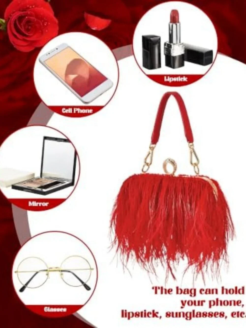 Chic Ostrich Feather Purse for Women | Stylish Handbag | Trendy Evening Bag